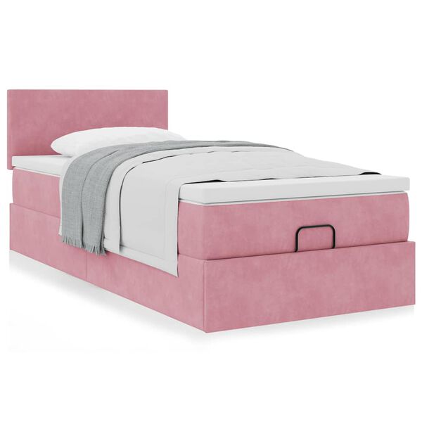 vidaXL Estructura de cama otomana colch&oacute;n terciopelo rosa 100x200cm