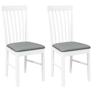 vidaXL Sillas de comedor con cojines 2uds madera maciza blanco caucho