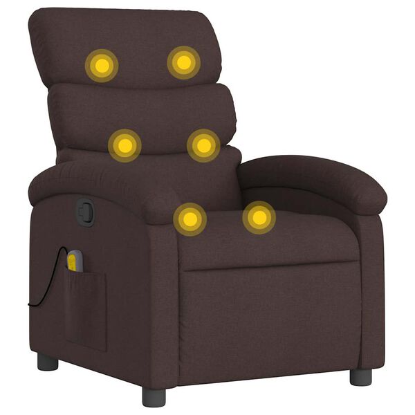 vidaXL Sill&oacute;n de masaje reclinable de tela marr&oacute;n oscuro