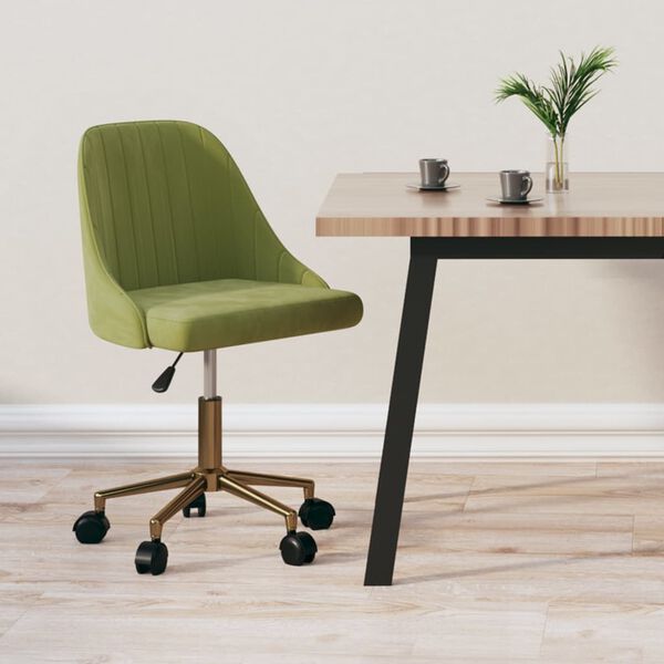 vidaXL Silla de comedor giratoria de terciopelo verde claro