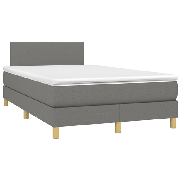 vidaXL Cama box spring con colch&oacute;n tela gris oscuro 120x190 cm