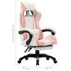 vidaXL Silla gaming con reposapiés cuero sintético rosa y blanco