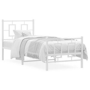 vidaXL Estructura cama sin colch&oacute;n con estribo metal blanco 75x190 cm
