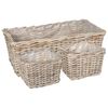 vidaXL Cesta para Plantas GENDT 3 uds. Gris natural Rat&aacute;n Kubu