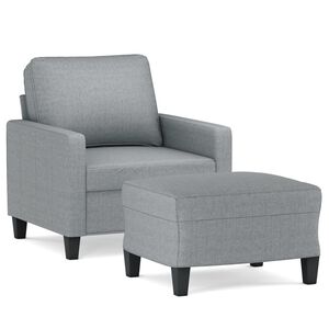 vidaXL Sill&oacute;n con taburete tela gris claro 60 cm