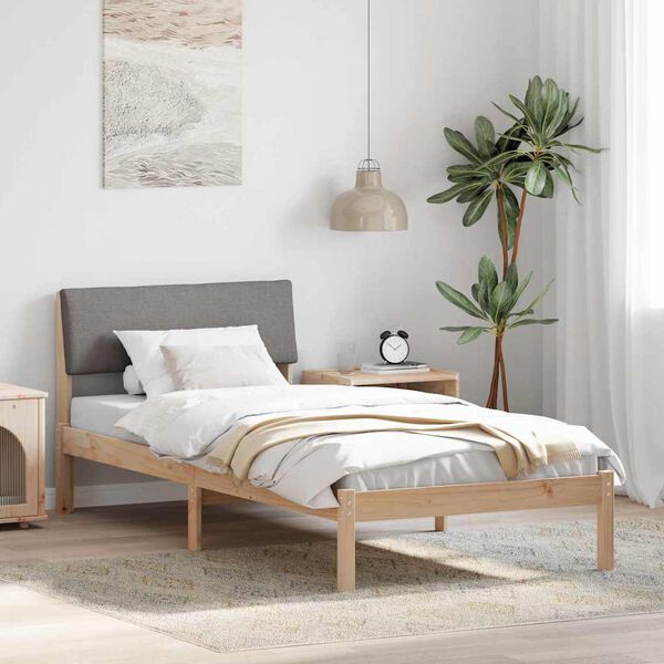vidaXL Estructura de cama con cabecera Marr&oacute;n y taupe 100 x 200 cm