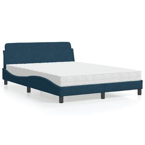 vidaXL Cama con colch&oacute;n Dover azul terciopelo 120x200 cm