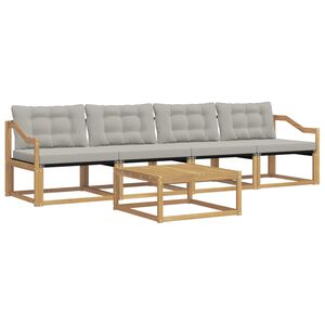 vidaXL Conjunto de sof&aacute;s de exterior 5 pcs Blanco y Gris Claro