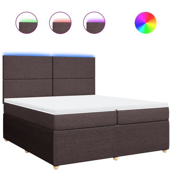 vidaXL Cama box spring con colch&oacute;n tela marr&oacute;n oscuro 200x200 cm