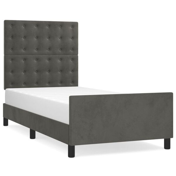 vidaXL Estructura de cama sin colch&oacute;n terciopelo gris oscuro 80x200 cm