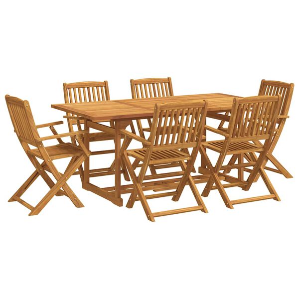 vidaXL Juego comedor de jard&iacute;n 7 pzas madera maciza acacia 180x90x75cm