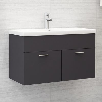 vidaXL Armario para lavabo madera contrachapada gris 80x38,5x46 cm