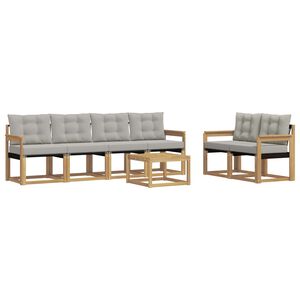 vidaXL Conjunto de sof&aacute;s de exterior 7 pcs Blanco y Gris Claro