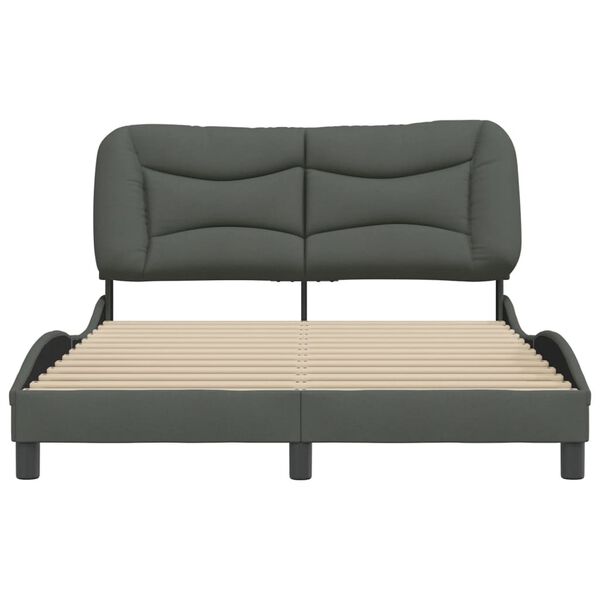 vidaXL Estructura de cama sin colch&oacute;n Hvar tela gris oscuro 140x190 cm