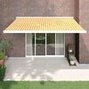 vidaXL Toldo retr&aacute;ctil aluminio y tela amarillo y blanco 4,5x3 m