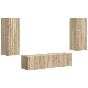 vidaXL Conjunto de mueble de TV Montaje en la pared 2 pcs Roble Sonoma