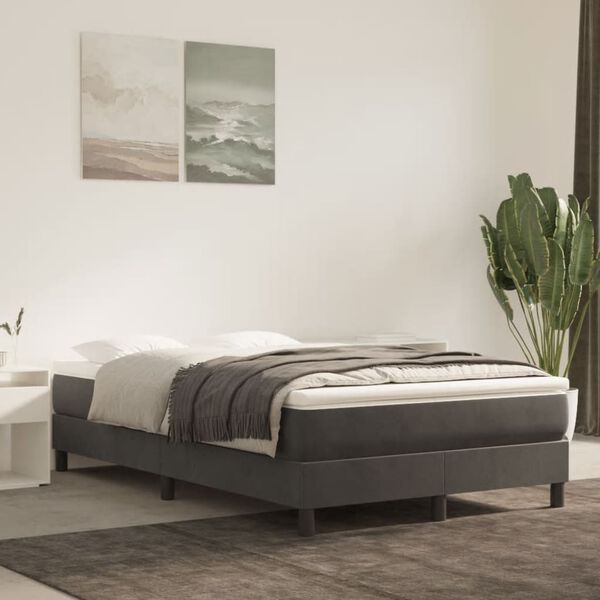vidaXL Cama box spring con colch&oacute;n terciopelo gris oscuro 120x190 cm