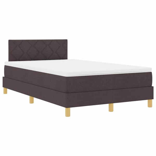 vidaXL Cama Box Spring LED con colch&oacute;n Marr&oacute;n Oscuro 120 x 190 cm tela
