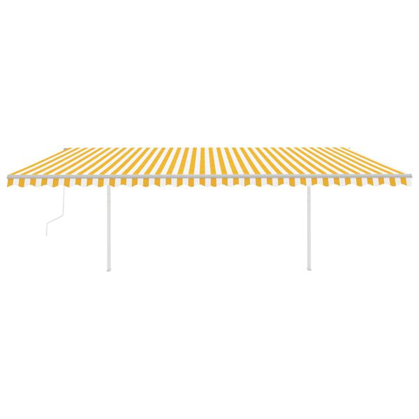vidaXL Toldo retr&aacute;ctil autom&aacute;tico con postes amarillo y blanco 6x3,5 m