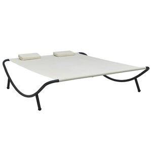 vidaXL Tumbona de jard&iacute;n tela blanco crema