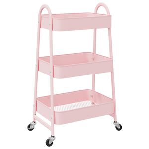vidaXL Carrito de almacenaje 3 niveles rosa 42x41,5x77 cm acero