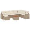 vidaXL Set de sof&aacute;s de jard&iacute;n 9 pzas con cojines rat&aacute;n sint&eacute;tico beige