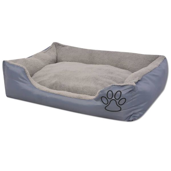 vidaXL Cama para perro con coj&iacute;n acolchado talla XXL gris