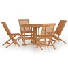 vidaXL Set de comedor de jard&iacute;n plegable 5 pzas madera maciza de teca