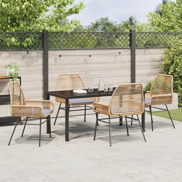 vidaXL Conjunto de Comedor de Jard&iacute;n 5 pcs Marr&oacute;n rat&aacute;n sint&eacute;tico