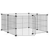 vidaXL Jaula para mascotas de 8 paneles con puerta de acero, color negro, 70 x 70 x 35 cm