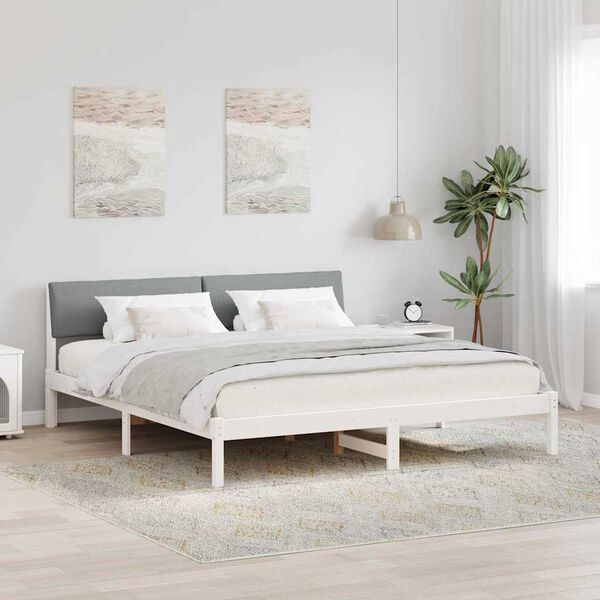 vidaXL Estructura de cama con cabecera y gris claro 180 x 200 cm