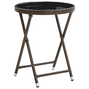 vidaXL Mesa de centro rat&aacute;n sint&eacute;tico y vidrio templado marr&oacute;n 60 cm