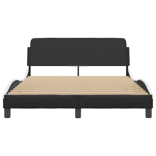 vidaXL Estructura de cama Dover cuero sint&eacute;tico negro blanco 120x200 cm