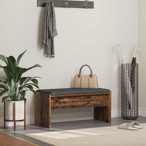 vidaXL Banco de entrada con coj&iacute;n Madera vieja 83 x 38 x 40 cm