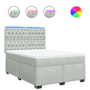 vidaXL Cama box spring con colch&oacute;n terciopelo gris claro 140x200 cm