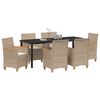vidaXL Conjunto de Comedor de Jard&iacute;n 7 pcs Beige rat&aacute;n sint&eacute;tico