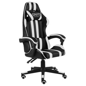vidaXL Silla gaming de cuero sint&eacute;tico negro y blanco