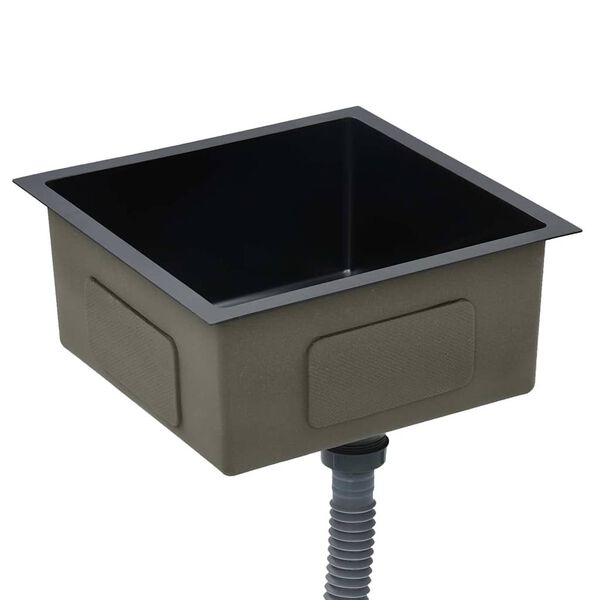 vidaXL Fregadero de cocina hecho a mano acero inoxidable negro