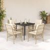 vidaXL Set comedor de jard&iacute;n 5 pzas con cojines rat&aacute;n sint&eacute;tico beige