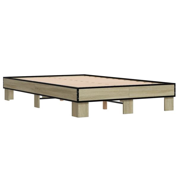 vidaXL Estructura cama madera ingenier&iacute;a metal roble Sonoma 140x200 cm
