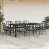 vidaXL Set de comedor jardín 9 piezas cojines ratán polivinílico negro