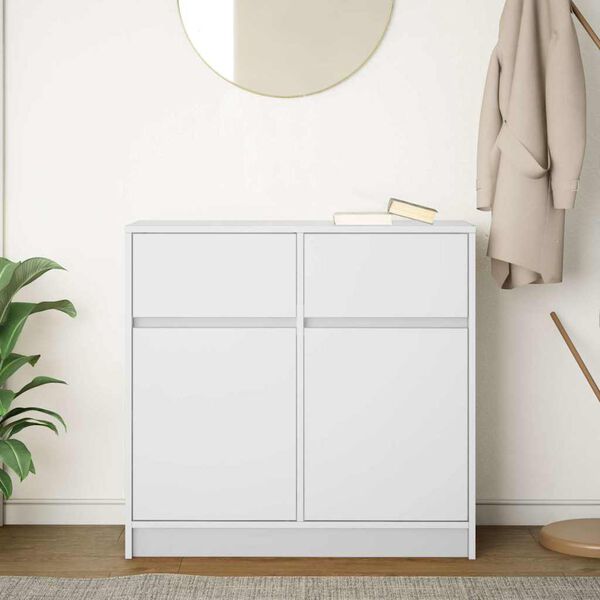 vidaXL Aparador con caj&oacute;n blanco 80x34x76 cm madera de ingenier&iacute;a