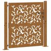 vidaXL Puerta de jard&iacute;n 100x100 cm de acero corten con dise&ntilde;o de hojas