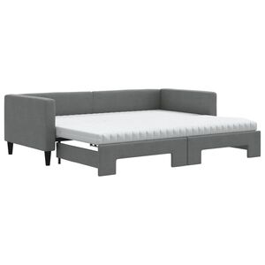 vidaXL Sof&aacute; cama nido con colch&oacute;n tela gris oscuro 90x190 cm