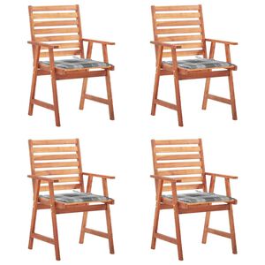 vidaXL Sillas comedor de jard&iacute;n y cojines 4 uds madera maciza acacia