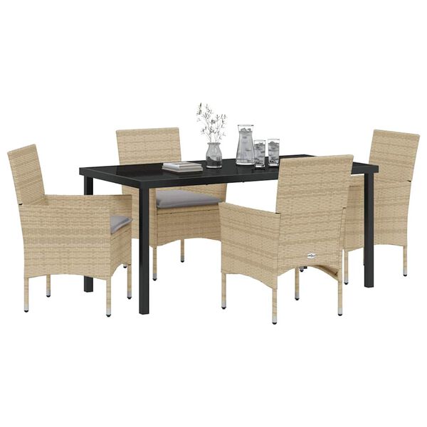 vidaXL Conjunto de Comedor de Jard&iacute;n 5 pcs Beige rat&aacute;n sint&eacute;tico