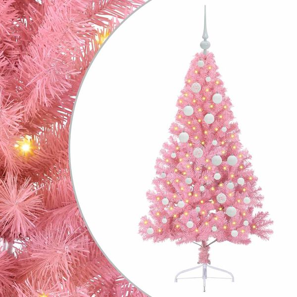 vidaXL &Aacute;rbol de Navidad Artificial Preiluminado Rosa 120 cm PVC