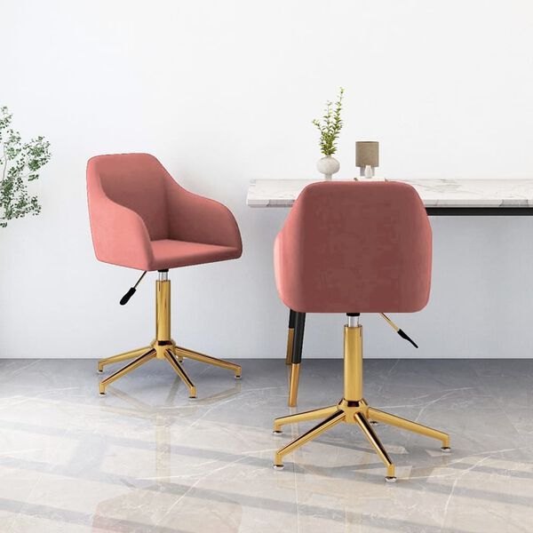 vidaXL Sillas de comedor giratorias 2 unidades de terciopelo rosa