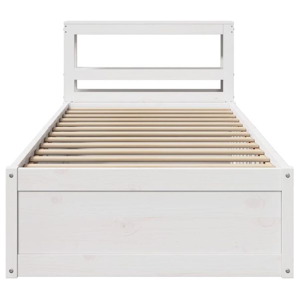 vidaXL Estructura de cama con cabecero madera pino blanco 75x190 cm