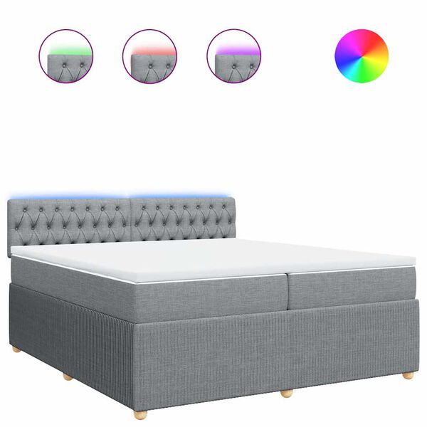 vidaXL Cama box spring con colch&oacute;n tela gris claro 200x200 cm